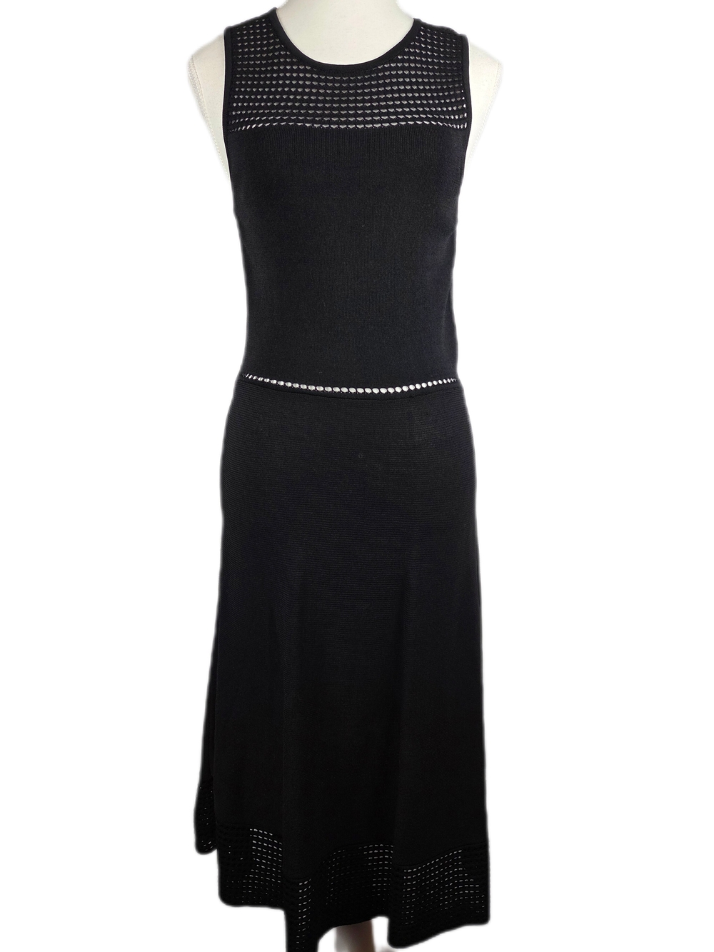 Dynamite Black Sleeveless Knit Midi Dress - Crochet Trim & Waist